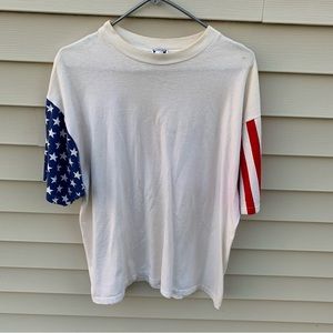 🚨LAST OFFER 🔥 Vintage Patriotic Sleeves White Tee 🔥 Size XL Unisex 🔌